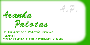 aranka palotas business card