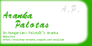 aranka palotas business card